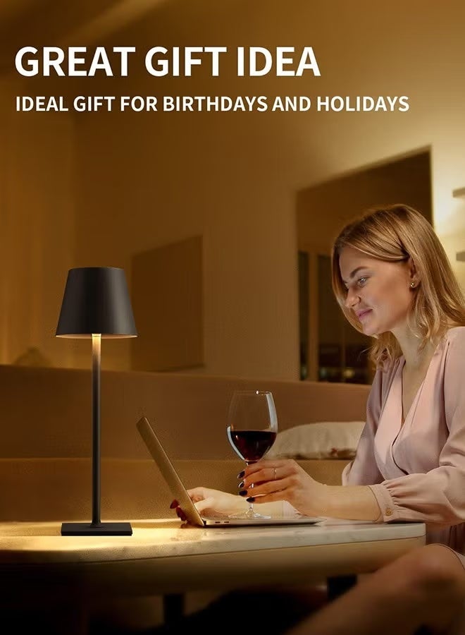 Hylumen LED Cordless Table Lamp Rechargeable Desk Lamp 3000mAh Battery 3 Color Stepless Dimmable Touch Control Portable Night Light for Bedroom Restaurant Outdoor Black - Image 2